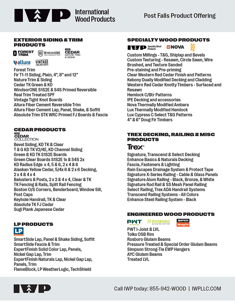 Post Falls Line Card